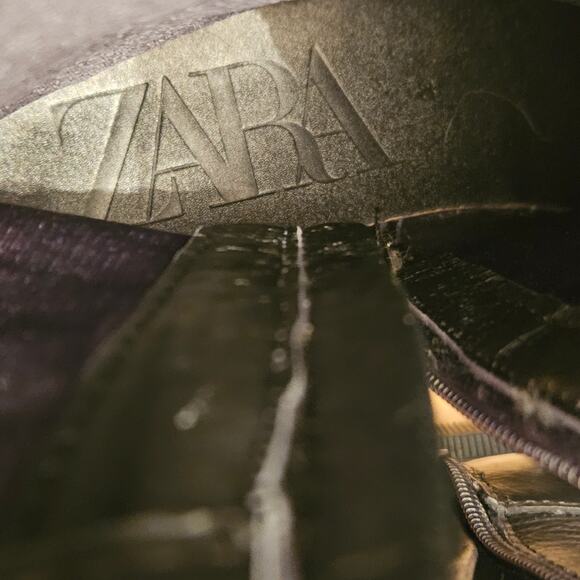 Zara Chunky Boots Lug Soles Side Zip BLACK Sz UE 38 US 7.5 - Picture 14 of 15